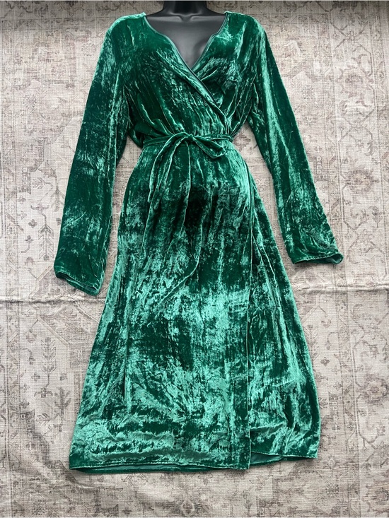 Semicouture Dresses & Skirts - Emerald Velvet Wrap Dress with Tie Waist